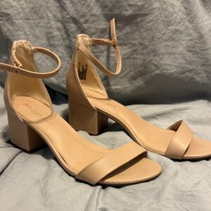 Madden Girl Block Heel Ankle Strap Sandals - Nude
